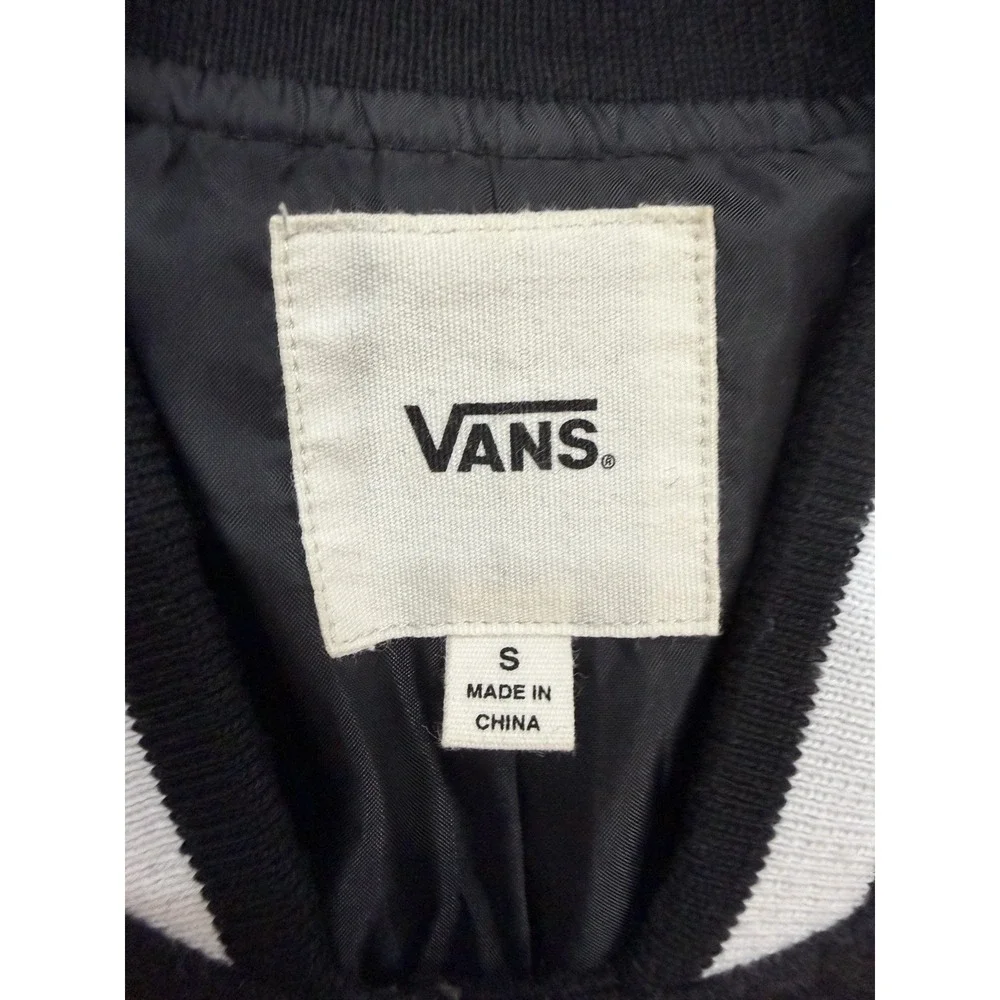 Vans Off The Wall Varsity Jacket Mens Small Black Wool Blend 2016 VN0A2XDW